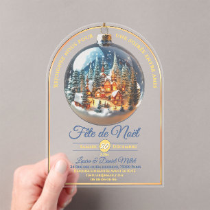 Invitations En Acrylique Scène de Noël dans une boule de Noël