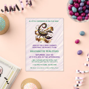 Invitations En Acrylique Scorpion Zodiaque Baby Shower Lavande et Vert