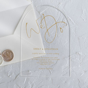 Invitations En Acrylique Script Gold Minimaliste Nous faisons Mariage