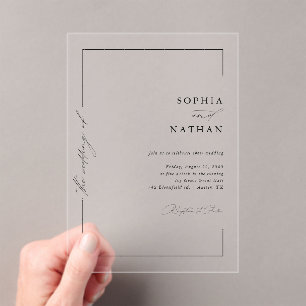 Invitations En Acrylique Script minimaliste moderne élégant Mariage de luxe