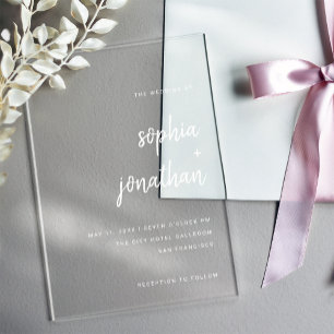 Invitations En Acrylique Script minimaliste moderne   MARIAGE