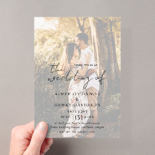 Invitations En Acrylique Script rustique Photo Mariage moderne