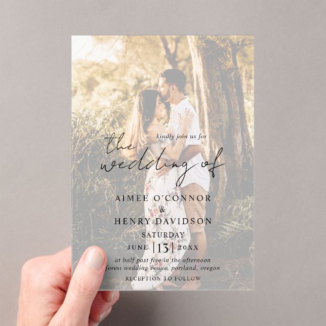 Invitations En Acrylique Script rustique Photo Mariage moderne (In situ (ordinateur de poche))