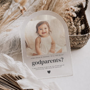 Invitations En Acrylique Serez-Vous Mes Godparents Arch Photo Proposition