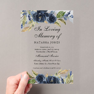 Invitations En Acrylique Service commémoratif en feuille florale de la Mari