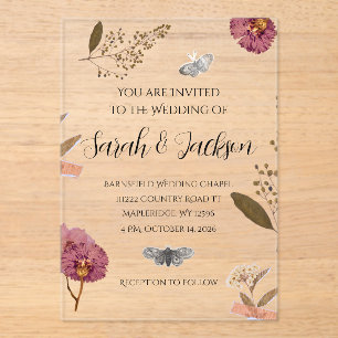 Invitations En Acrylique Shabby Chic Mariage Pressé Fleurs Mariage Invitati