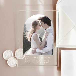 Invitations En Acrylique SHYLAH Blanc Boho Monogramme Mariage Enregistrer L