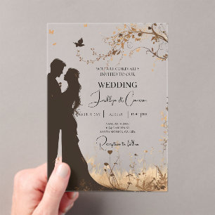 Invitations En Acrylique Silhouette de mariée et de mariée