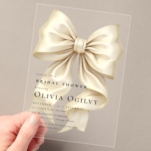 Invitations En Acrylique Simple Boho Elegant Crème d'ivoire Fête des mariée (Créateur téléchargé)