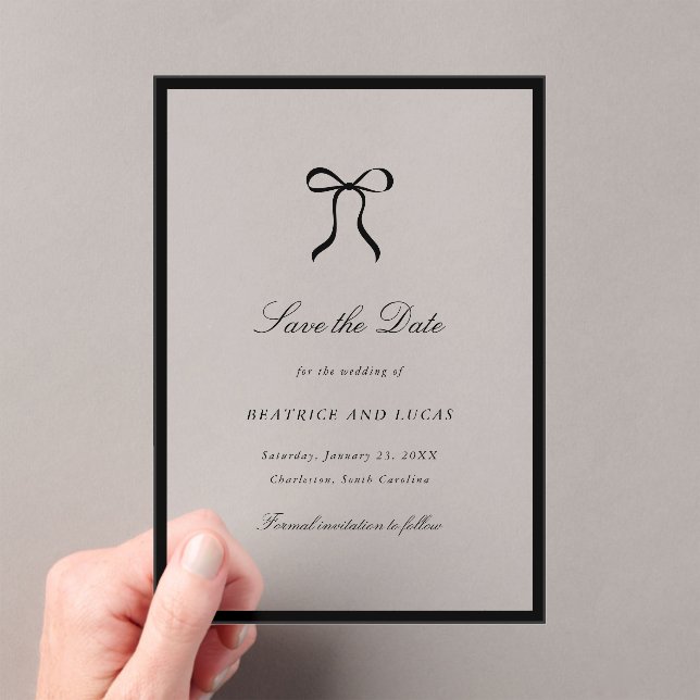 Invitations En Acrylique Simple Bow Classic Wedding Save the Date (In situ (ordinateur de poche))