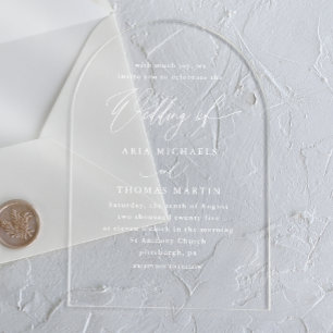 Invitations En Acrylique Simple Calligraphie Script Mariage minimaliste