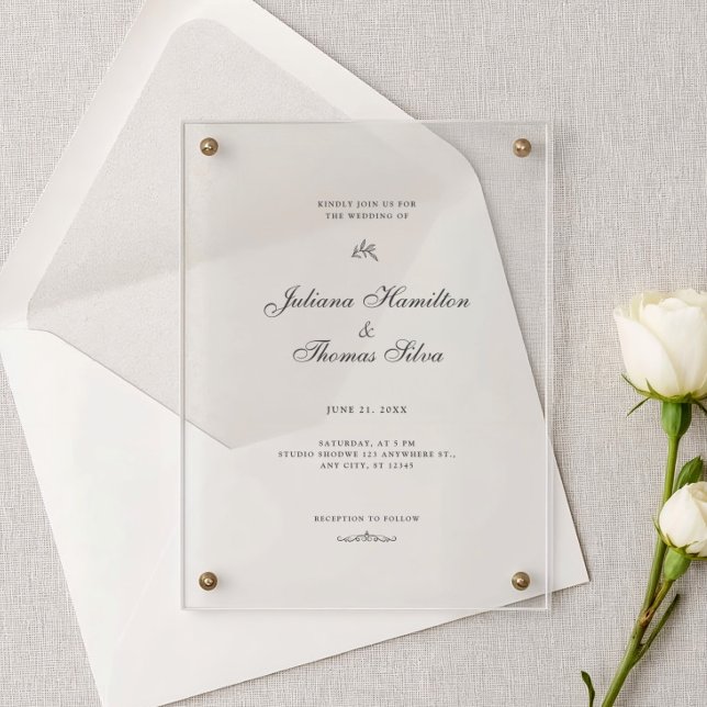 Invitations En Acrylique Simple Calligraphy Minimalist Wedding (Créateur téléchargé)
