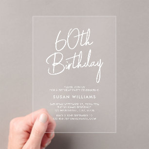 Invitations En Acrylique Simple chic moderne 60e anniversaire