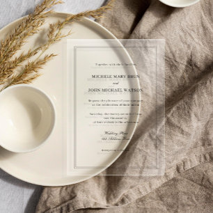 Invitations En Acrylique Simple Élégant Cadre Mariage Minimaliste Neutre