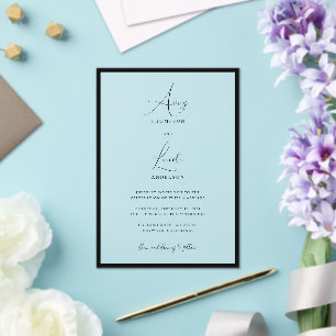 Invitations En Acrylique Simple Élégant Mariage à l'encre noire et blanche