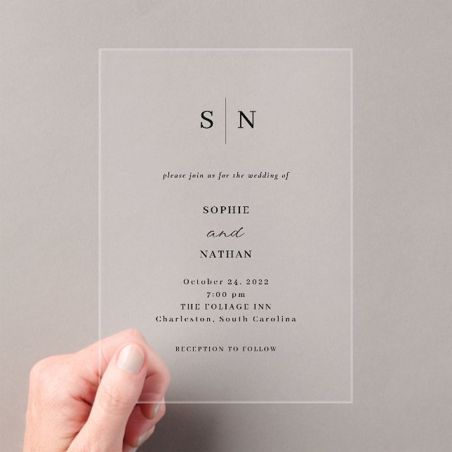 Invitations En Acrylique Simple Elegant Minimalist wedding  (In situ (ordinateur de poche))