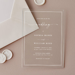 Invitations En Acrylique Simple Élégant Minimaliste Mariage Transparent