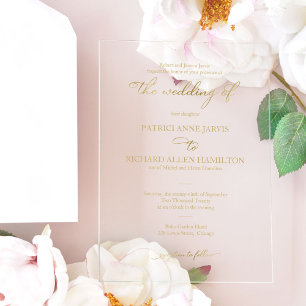 Invitations En Acrylique Simple Mariage Calligraphie Élégante