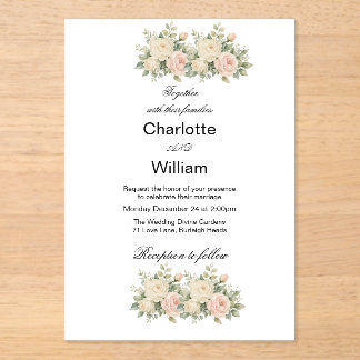 Invitations En Acrylique Simple Minimal floral de eucalyptus Mariage Acryli