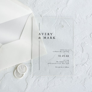 Invitations En Acrylique Simple minimaliste moderne Mariage transparent