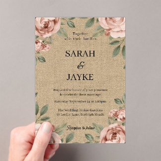 Invitations En Acrylique Simple Modern Minimal Green Leaf Wedding Acrylic 