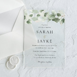 Invitations En Acrylique Simple Moderne Aquarelle Mariage Feuille Verte