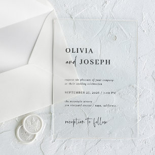 Invitations En Acrylique Simple, moderne et minimaliste, noir   MARIAGE