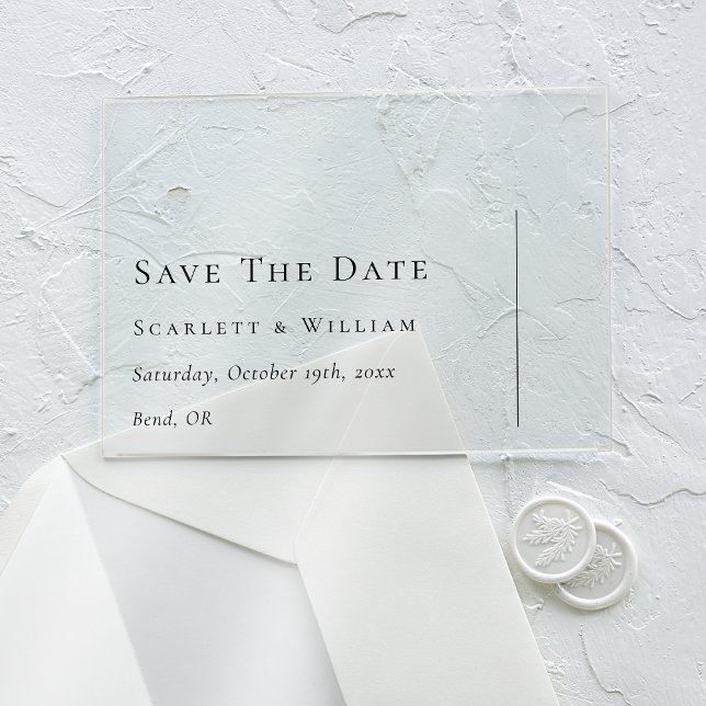 Invitations En Acrylique Simple moderne minimal Mariage plat Enregistrer la (Créateur téléchargé)