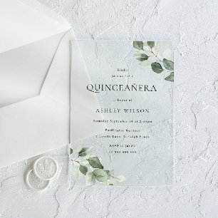 Invitations En Acrylique Simple Moderne Minimaliste Fête de Quinceañera à F