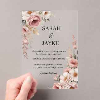 Invitations En Acrylique Simple moderne minimaliste feuille verte Mariage a