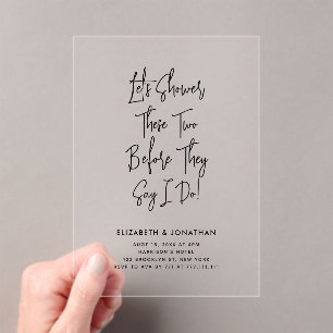 Invitations En Acrylique Simple Script Couple Douche Avant Qu'Ils Disent Qu