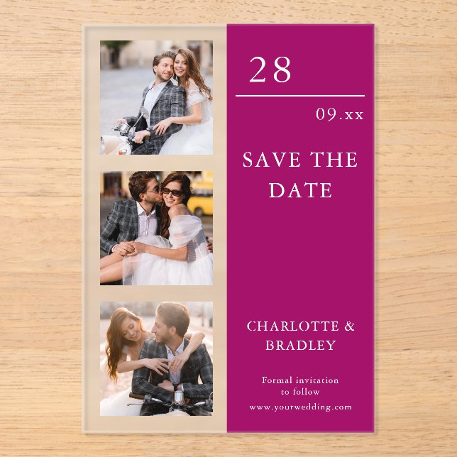 Invitations En Acrylique Simple Wedding Save The Date Photo Picture (Recto)