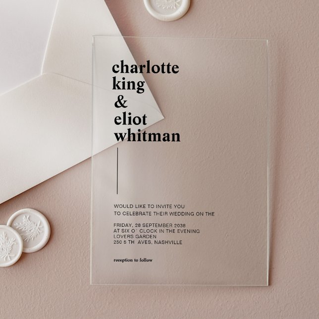 Invitations En Acrylique Simplement moderne, gras  (Schlicht modern, bold acrylic invitations)