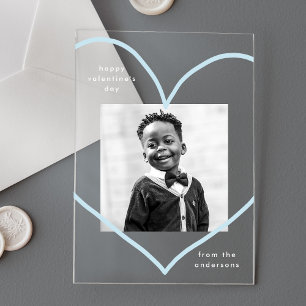 Invitations En Acrylique Simply Love Blue Heart Photo Saint Valentin