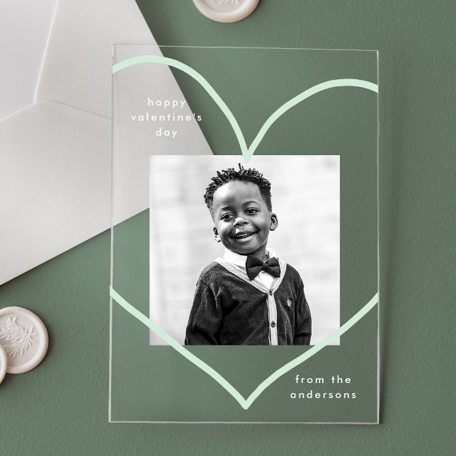 Invitations En Acrylique Simply Love Mint Green Heart Photo Saint-Valentin (Créateur téléchargé)