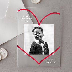 Invitations En Acrylique Simply Love Red Heart Photo Saint Valentin