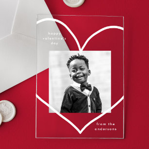Invitations En Acrylique Simply Love White Heart Photo Saint Valentin