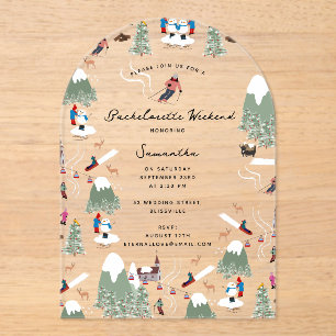 Invitations En Acrylique Ski de neige d'hiver Bachelorette Week-end