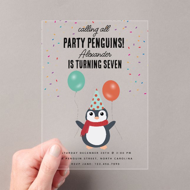 Invitations En Acrylique Soirée Anniversaire de enfant aux oiseaux d'hiver  (In situ (ordinateur de poche))