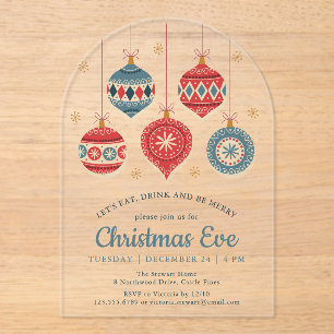 Invitations En Acrylique Soirée de Noël Chic Ornement