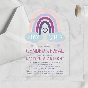 Invitations En Acrylique Soirée de révélation de genre de Little Rainbow
