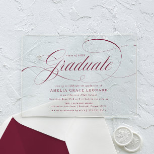 Invitations En Acrylique Soirée élégante de Burgundy Script