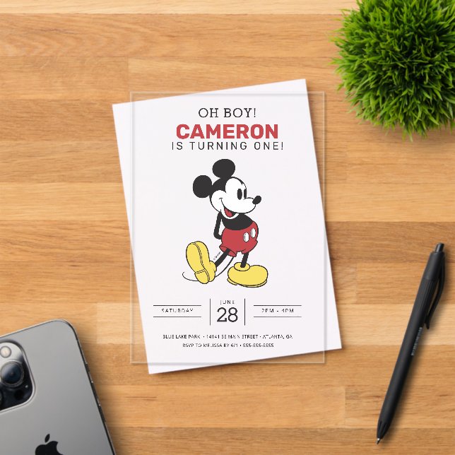 Invitations En Acrylique Souris Mickey moderne simple Anniversaire (Insitu (Carte d'invitation))