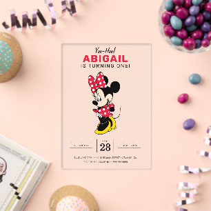 Invitations En Acrylique Souris Minnie moderne simple Anniversaire