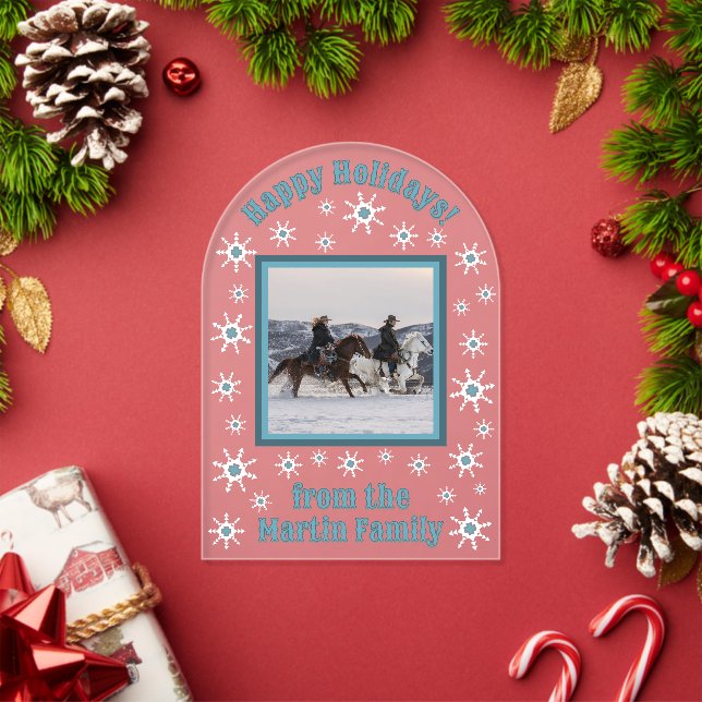 Invitations En Acrylique Southwest Winter Snowflakes Carte de voeux personn (Insitu (vacances))