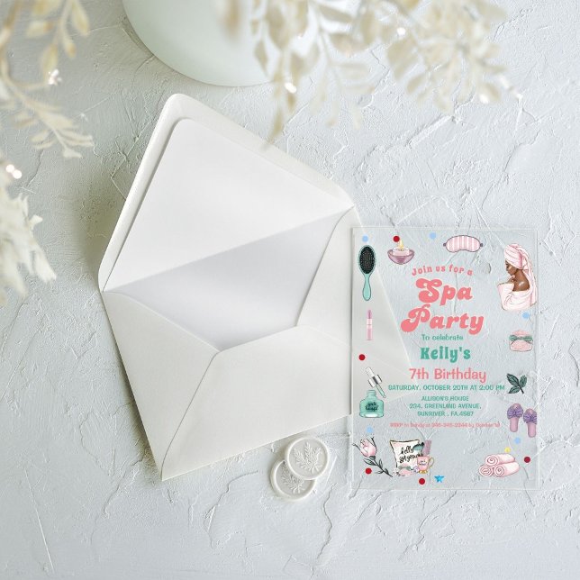 Invitations En Acrylique Spa Anniversaire Pamper Party Anniversaire (Créateur téléchargé)