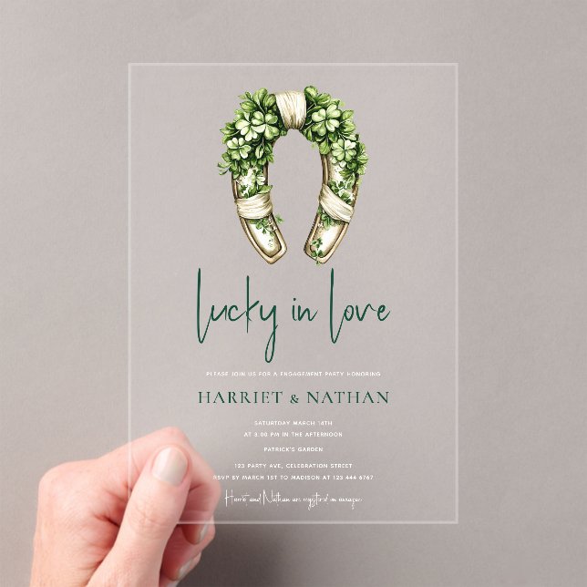 Invitations En Acrylique St Patrick’s Engagement Party Horseshoe (In situ (ordinateur de poche))