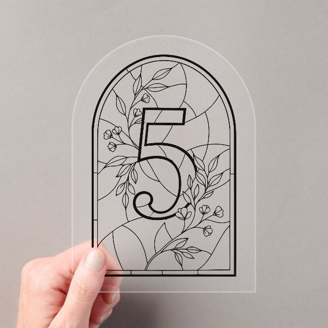 Invitations En Acrylique Stained Glass Style Table Number Five (In situ (ordinateur de poche))