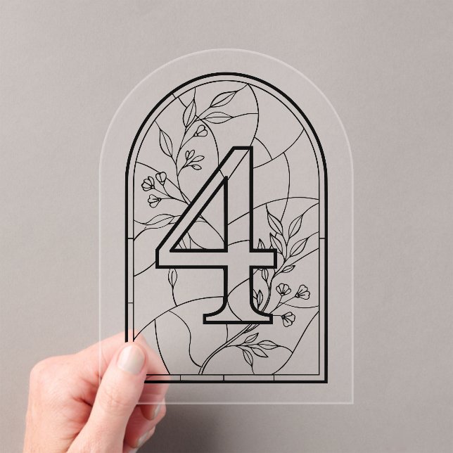 Invitations En Acrylique Stained Glass Style Table Number Four (In situ (ordinateur de poche))