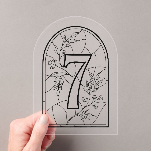 Invitations En Acrylique Stained Glass Style Table Number Seven (In situ (ordinateur de poche))